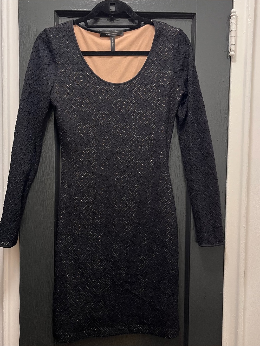BCBGMaxAzria Black Long-Sleeve Scoop Neck Dress